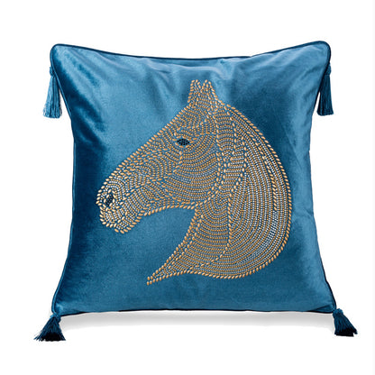 Beaded Horse Head Velvet Pillow Covers with Tassels