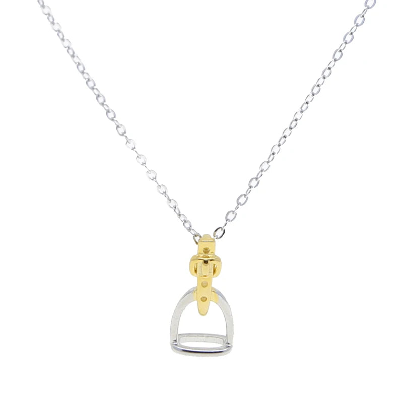 Stirrup Pendant Necklace (Gold and Platinum Plated)