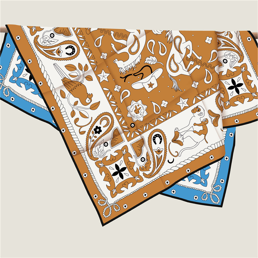 Animals Coffee Double Print Scarf / 90cm