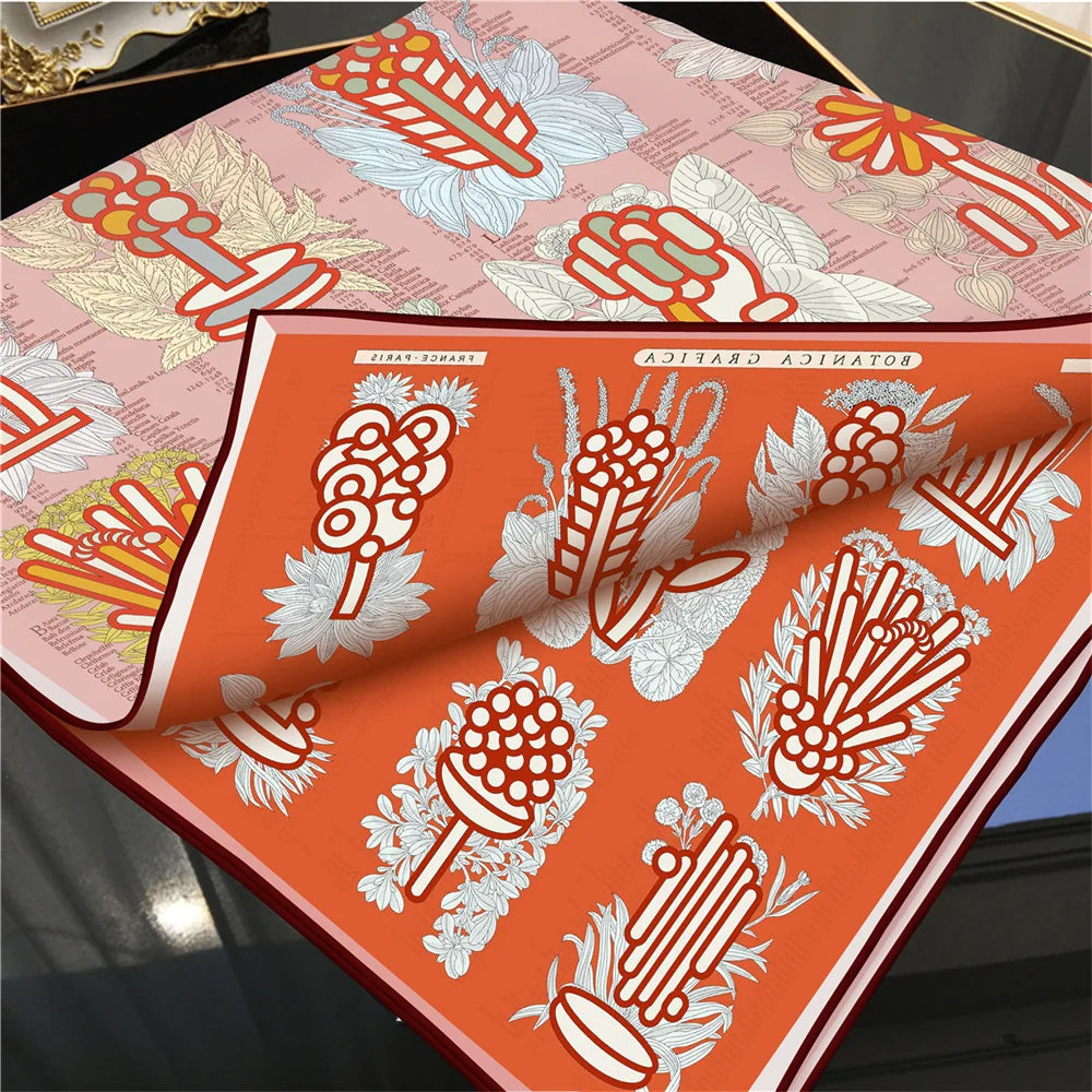 Plant Catalog Red Double Print Scarf / 90cm