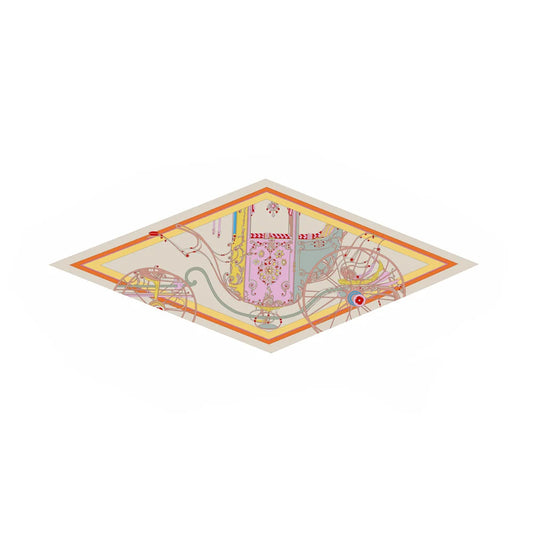 Four-Wheeled Carriage Khaki Silk Diamond Scarf