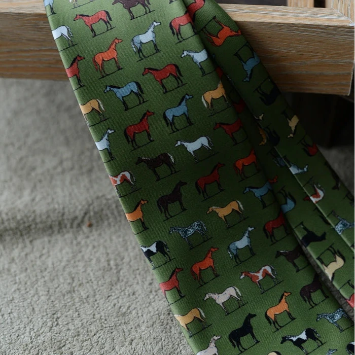 Men's Tie Horse Green