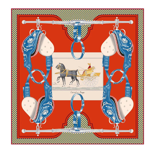 Carriage Red Silk Scarf / 90cm