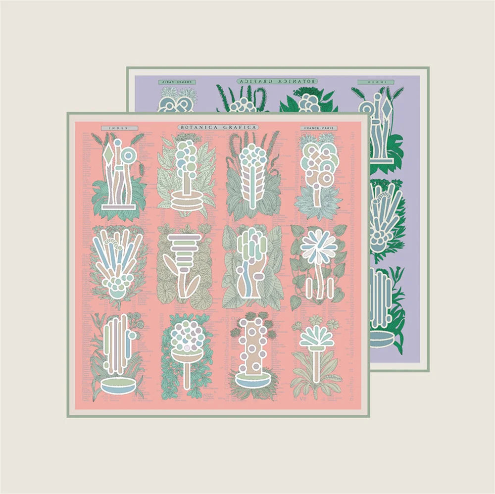 Plant Catalog Pink Double Print Scarf / 90cm
