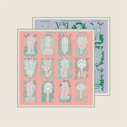 Plant Catalog Pink Double Print Scarf / 90cm