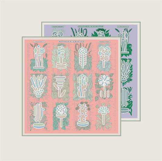 Plant Catalog Pink Double Print Scarf / 90cm