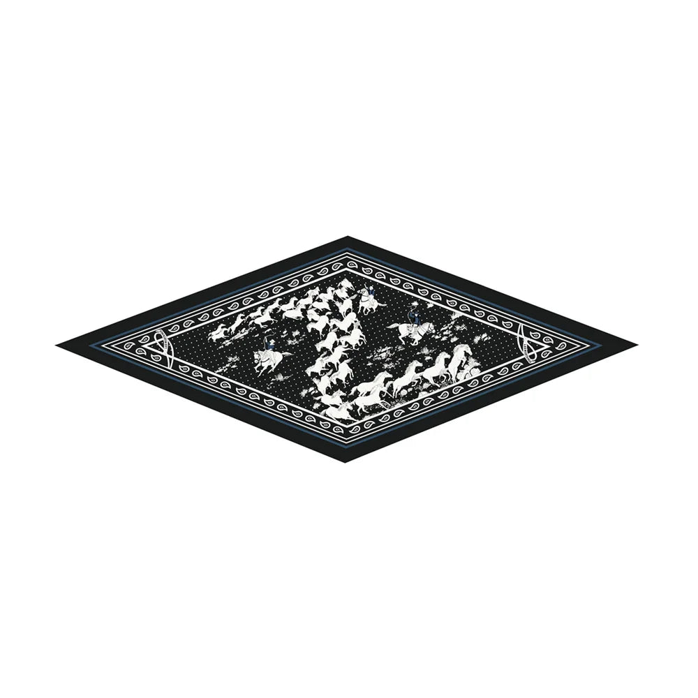 Horses Black Silk Diamond Scarf