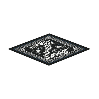 Horses Black Silk Diamond Scarf