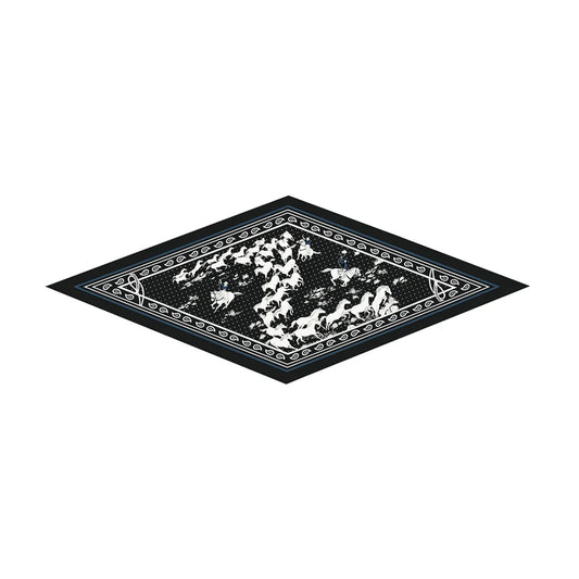 Horses Black Silk Diamond Scarf