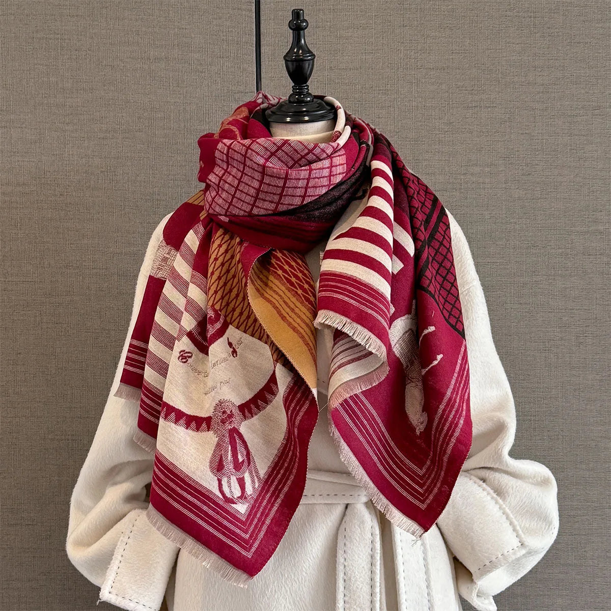 Ninon Pashmina Scarf Burgundy