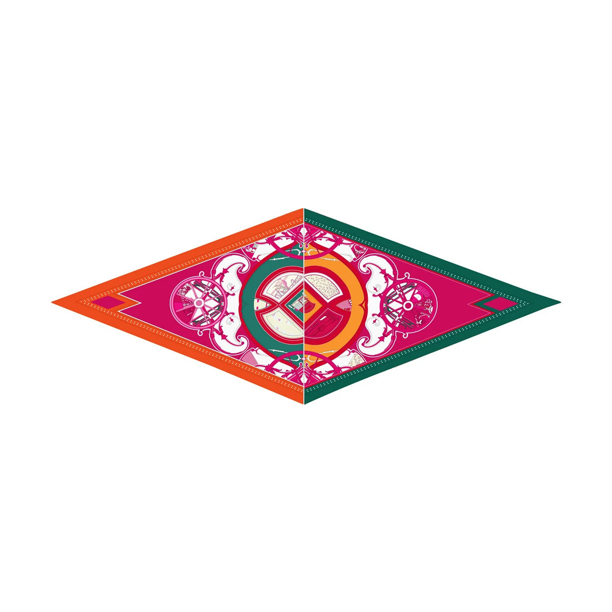 Wheel Pink Silk Diamond Scarf