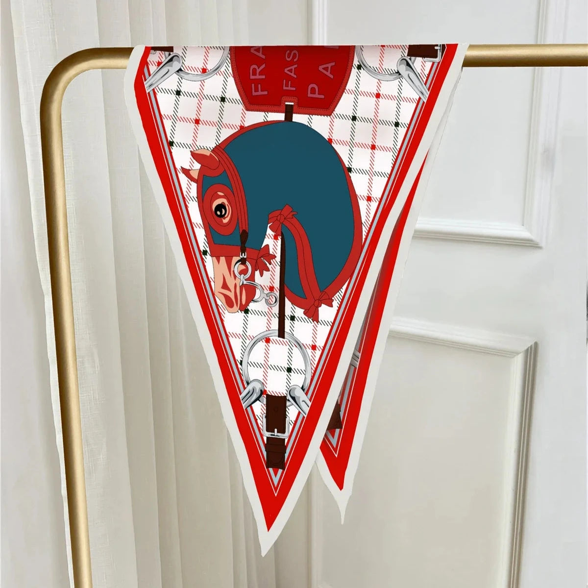 Head Red Silk Diamond Scarf