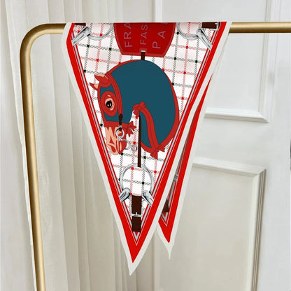 Head Red Silk Diamond Scarf