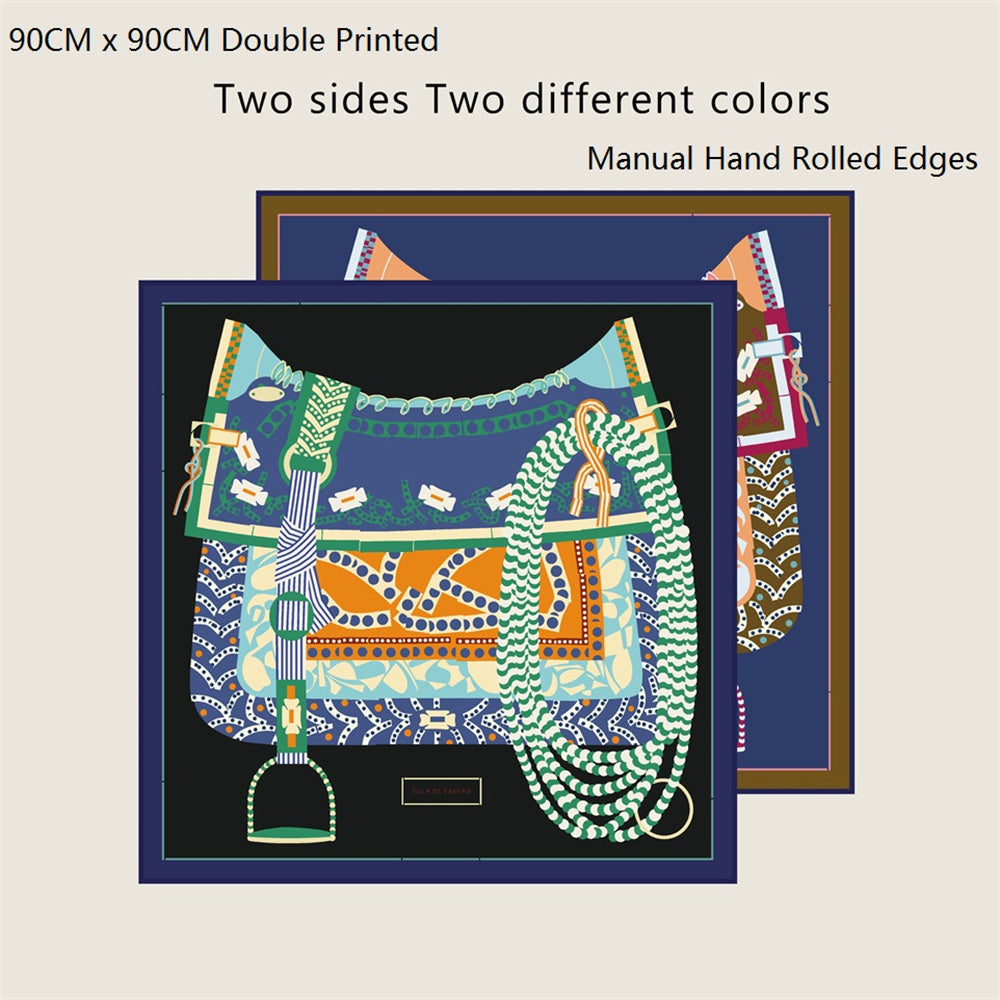 Saddle Black Double Print Scarf / 90cm