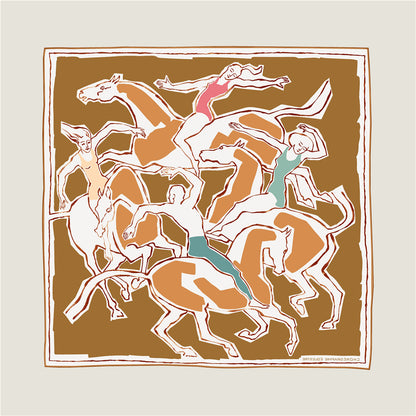 Horse Dancer Black Double Print Scarf / 90cm