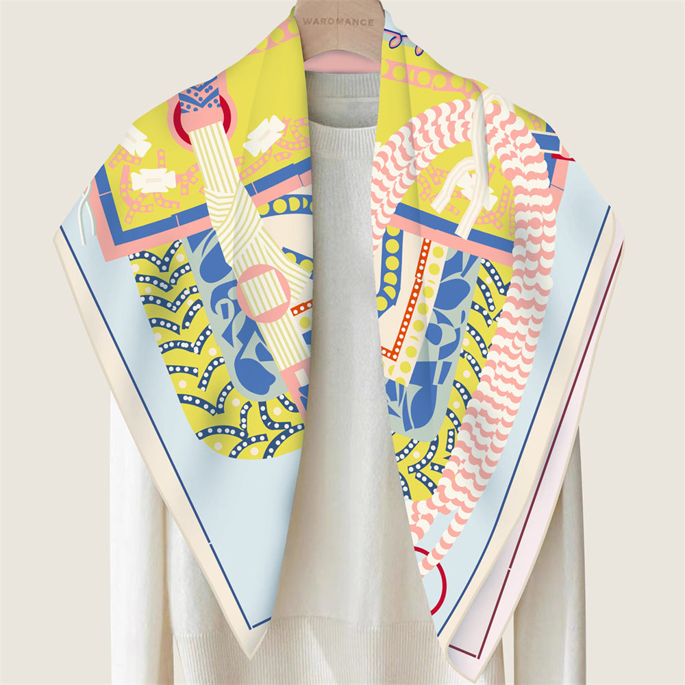 Saddle Blue Double Print Scarf / 90cm