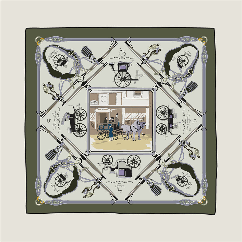 Carriage Black & Gray Double Print Scarf / 90cm