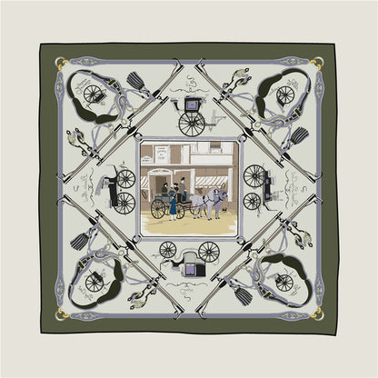 Carriage Black & Gray Double Print Scarf / 90cm