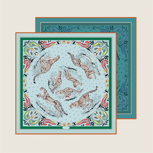 Leopard Green Double Print Scarf / 90cm
