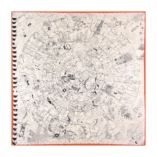 Hopi Gray Silk Scarf / 90cm