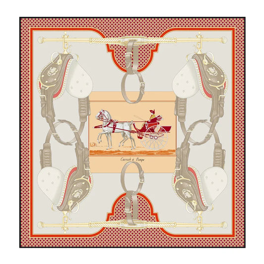 Carriage Gray Silk Scarf / 90cm
