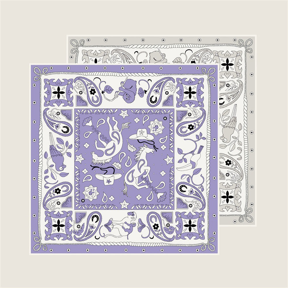 Animals Purple Double Print Scarf / 90cm