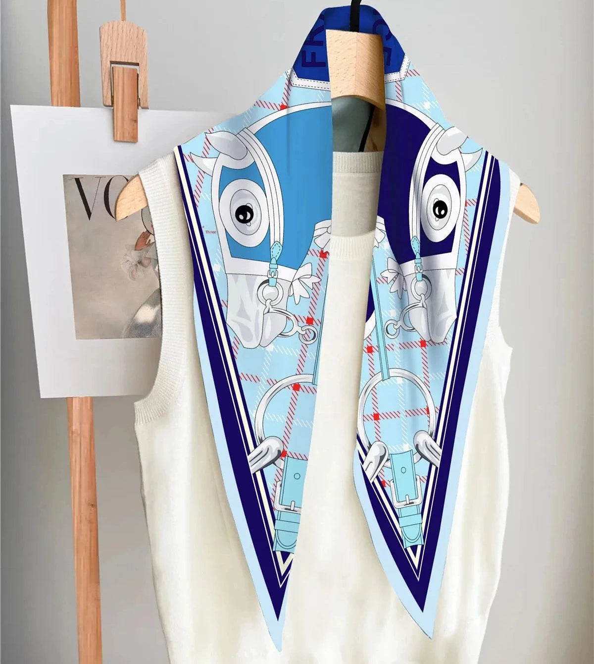 Head Blue Silk Diamond Scarf