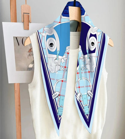 Head Blue Silk Diamond Scarf