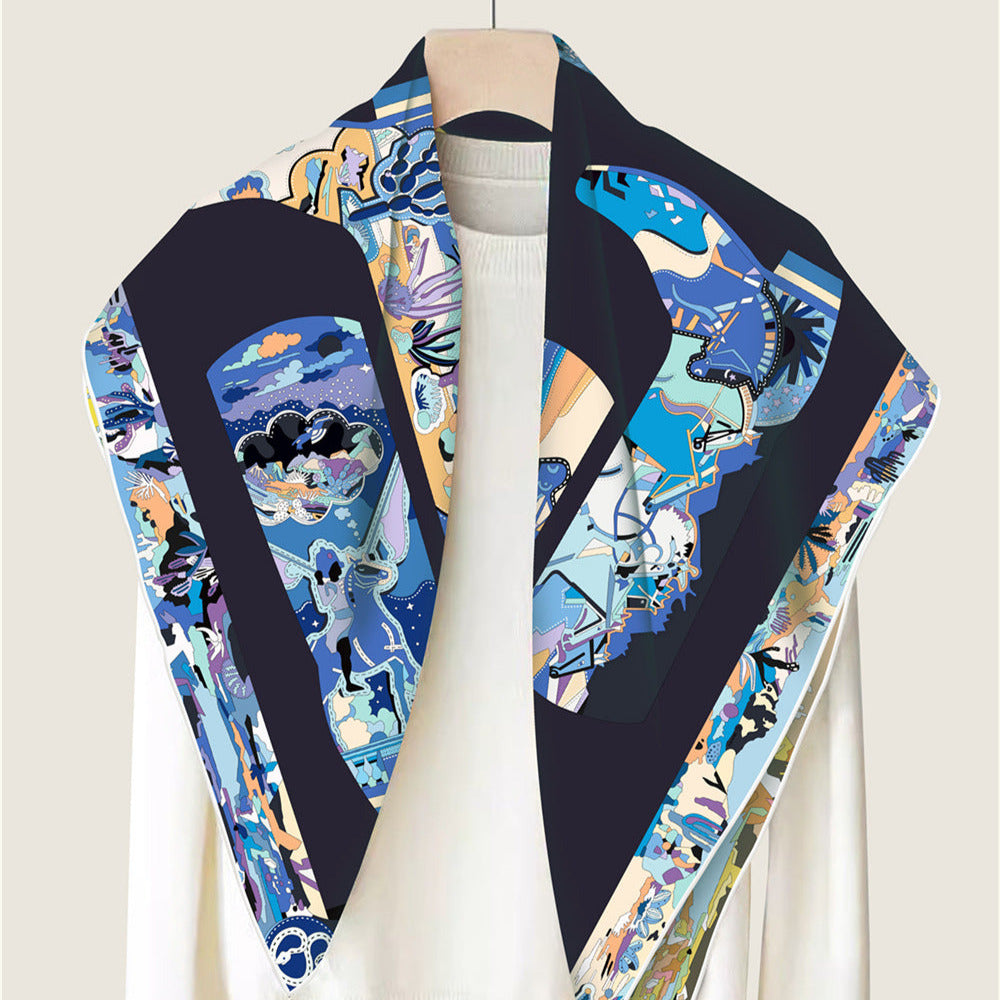Boots Blue & Yellow Double Print Scarf / 90cm