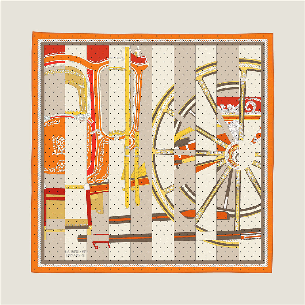 Wheel Stripes Orange & Green Double Print Scarf / 90cm