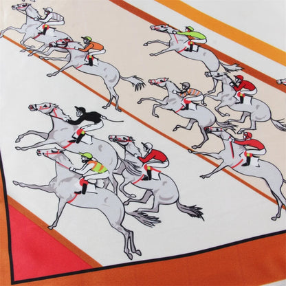 Horse Race Khaki Silk Scarf / 90cm
