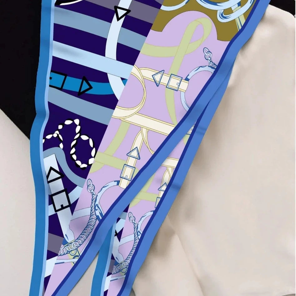 Reins Blue Silk Diamond Scarf