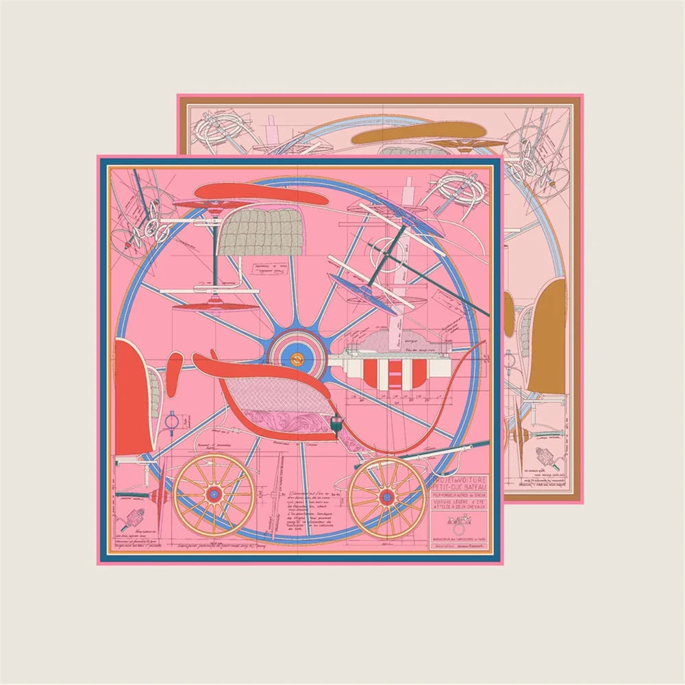 Wheel Pink Double Print Scarf / 90cm