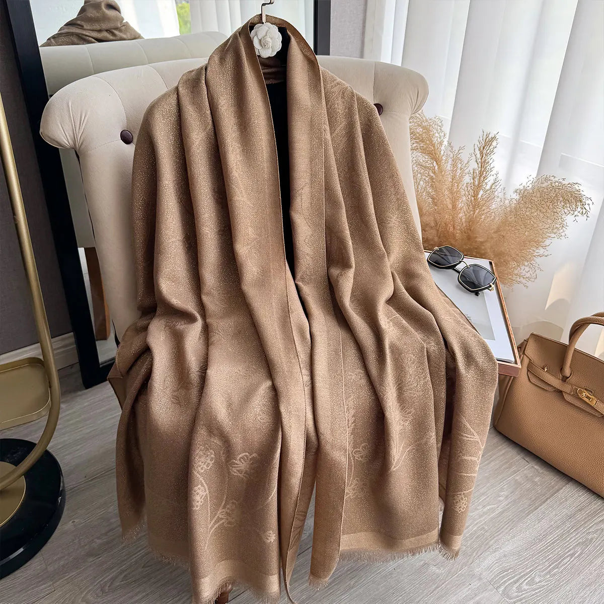 Greca Pashmina Scarf Cramel