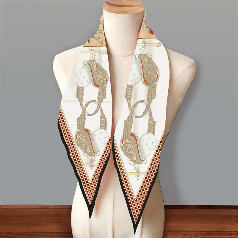 Carriage & Saddle Beige Silk Diamond Scarf