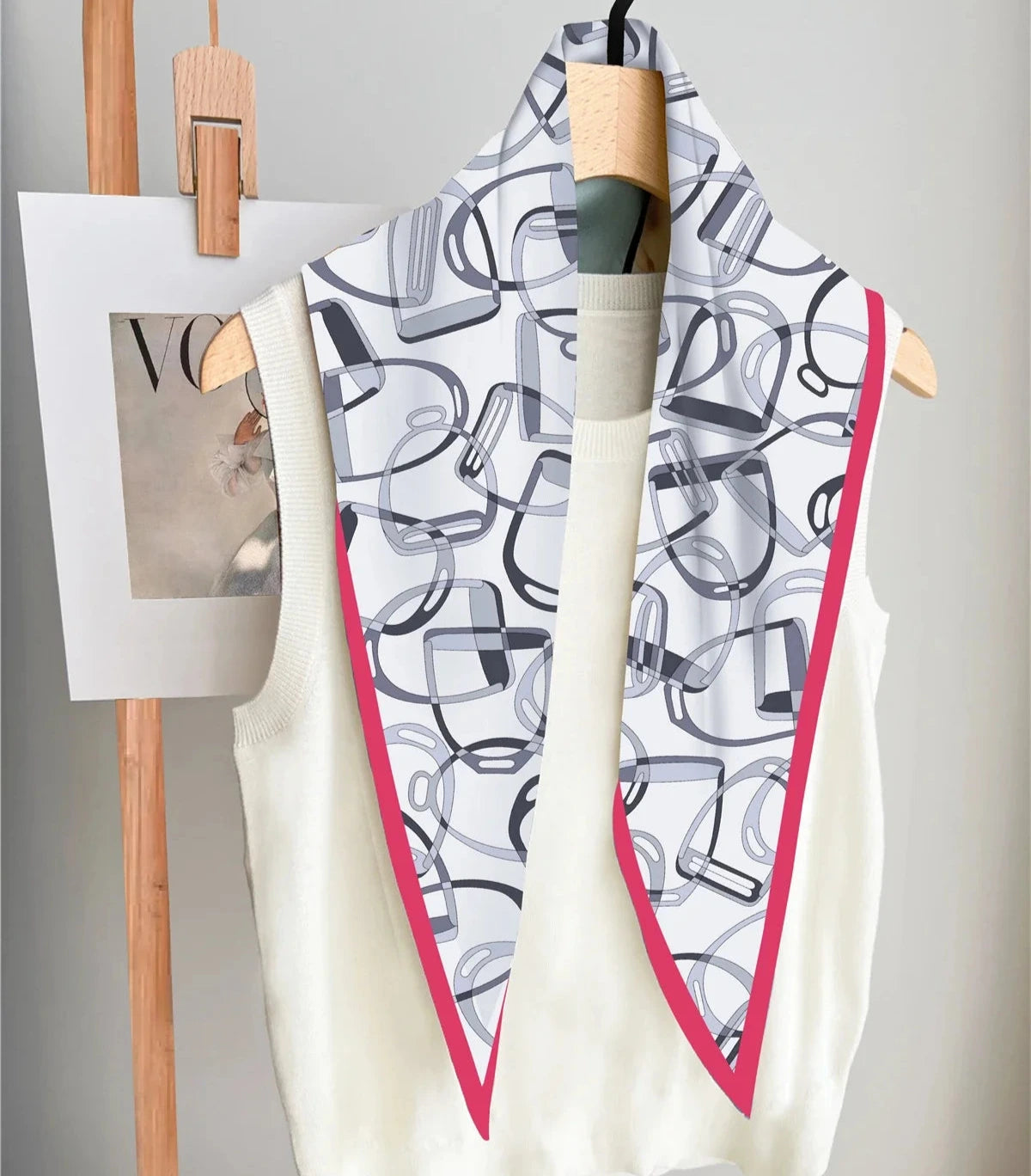 Stirrups Gray Silk Diamond Scarf