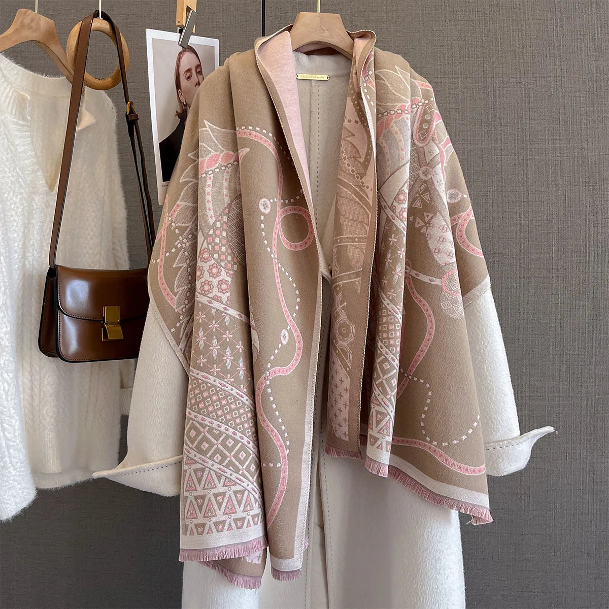 Edwige Pashmina Scarf Khaki