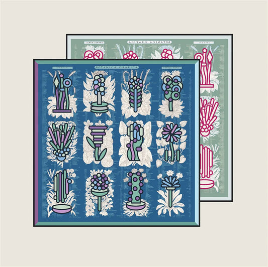 Plant Catalog Blue Double Print Scarf / 90cm