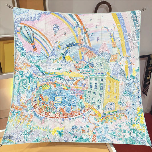 Foreast City Yellow Silk Scarf / 90cm