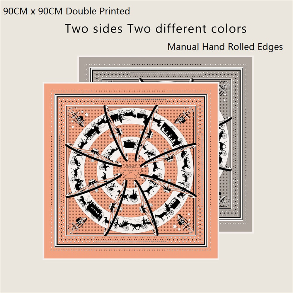 Carriage Circle Pink Double Print Scarf / 90cm