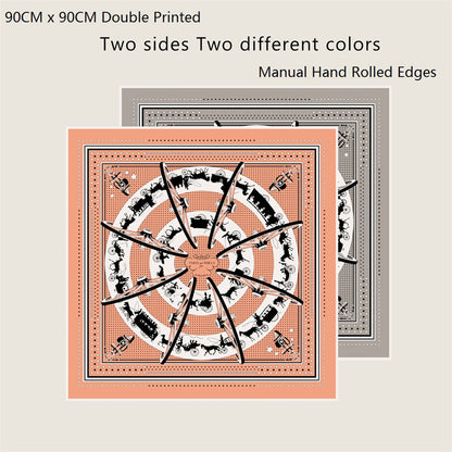 Carriage Circle Pink Double Print Scarf / 90cm