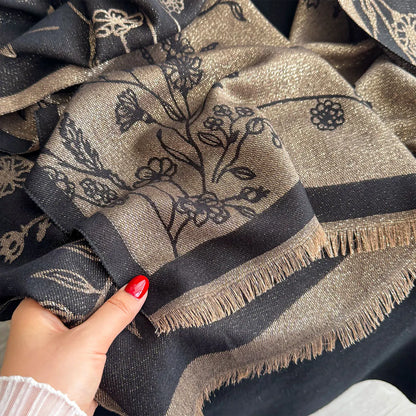 Greca Pashmina Scarf Black