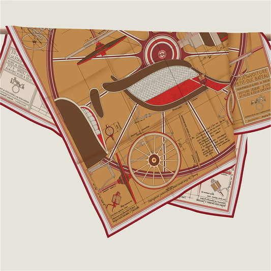 Wheel Brown Double Print Scarf / 90cm