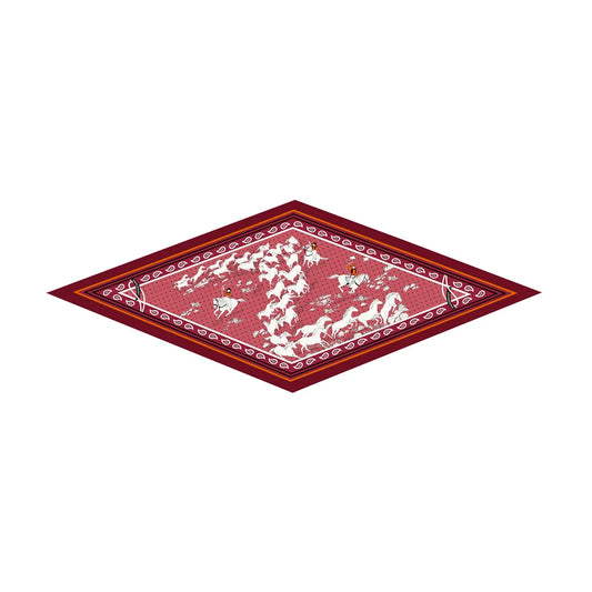 Horses Burgundy Silk Diamond Scarf