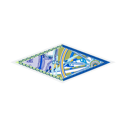 Carriage Wheel Blue Silk Diamond Scarf