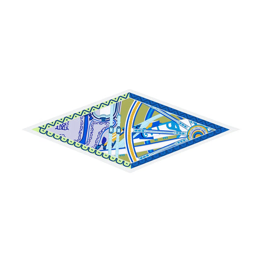 Carriage Wheel Blue Silk Diamond Scarf