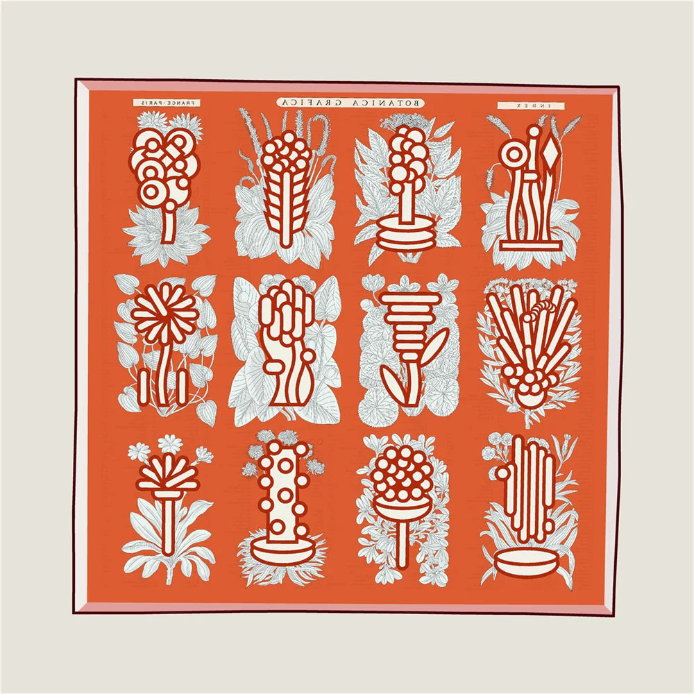 Plant Catalog Red Double Print Scarf / 90cm