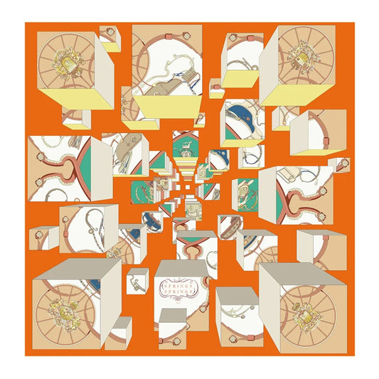 Omera Orange Silk Scarf / 90cm