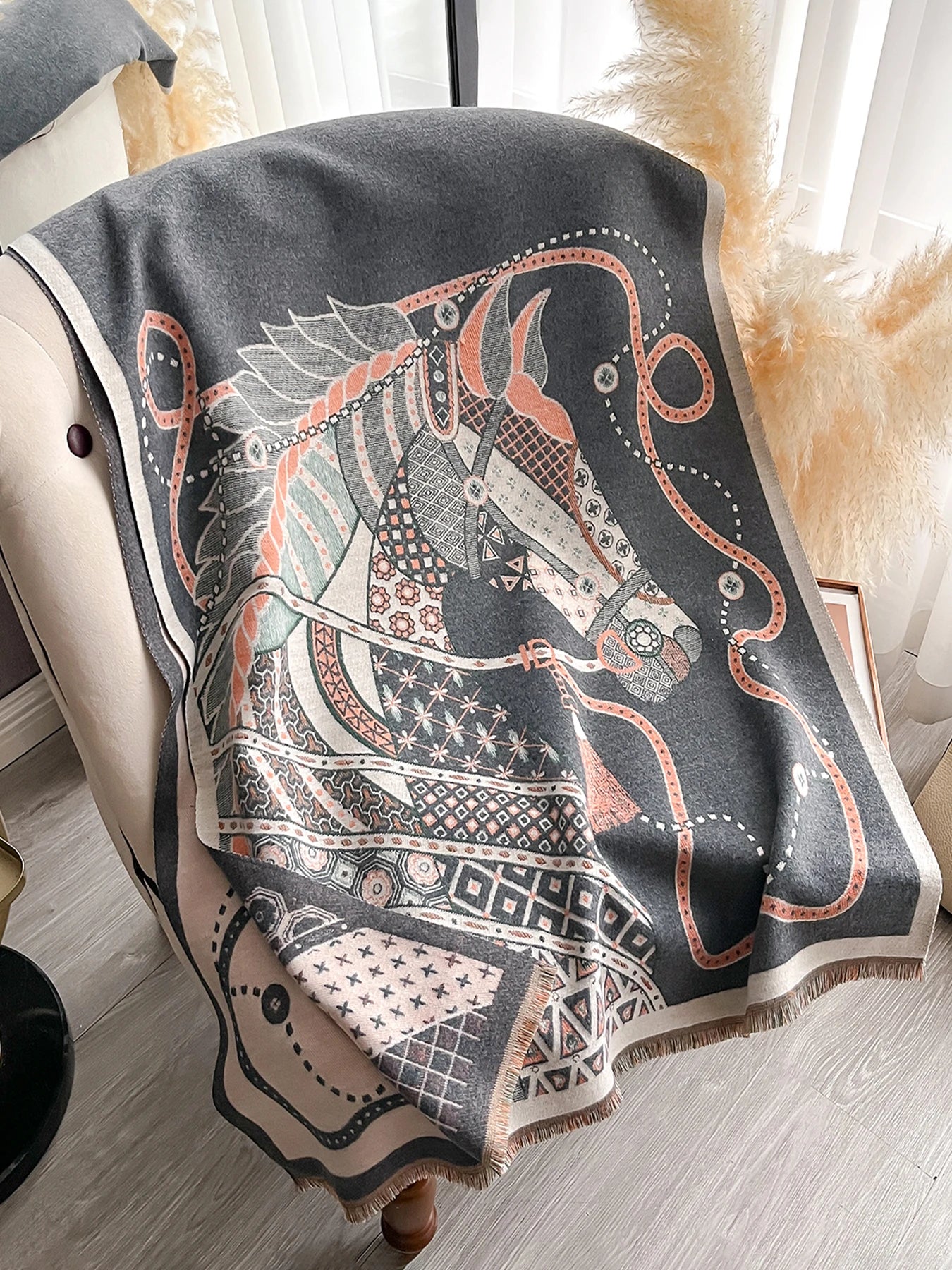 Edwige Pashmina Scarf Gray