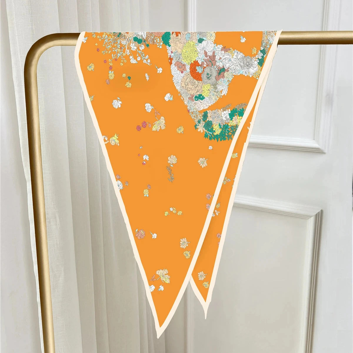 Pia Orange Silk Diamond Scarf